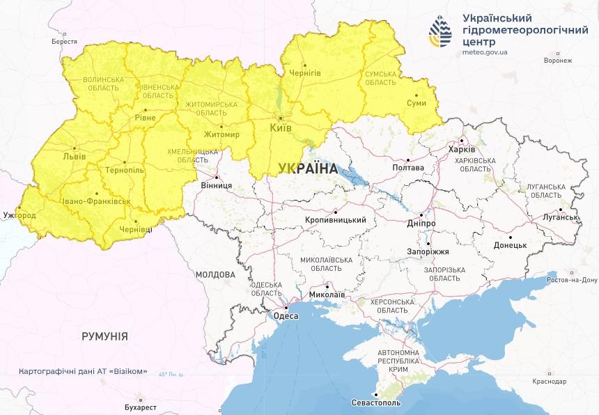 Карта-предупреждение об опасных метеорологических явлениях в Украине 15 мая / источник Укргидрометцентр Карта-предупреждение об опасных метеорологических явлениях в Украине 15 мая / источник Укргидрометцентр