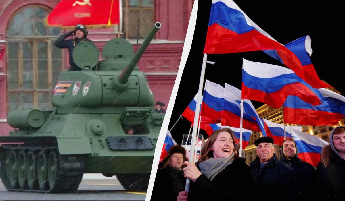 Росіяни готові повірити Путіну, що все йде за вірним курсом / колаж УНІАН, фото REUTERS, кадр з відео Росіяни готові повірити Путіну, що все йде за вірним курсом / колаж УНІАН, фото REUTERS, кадр з відео
