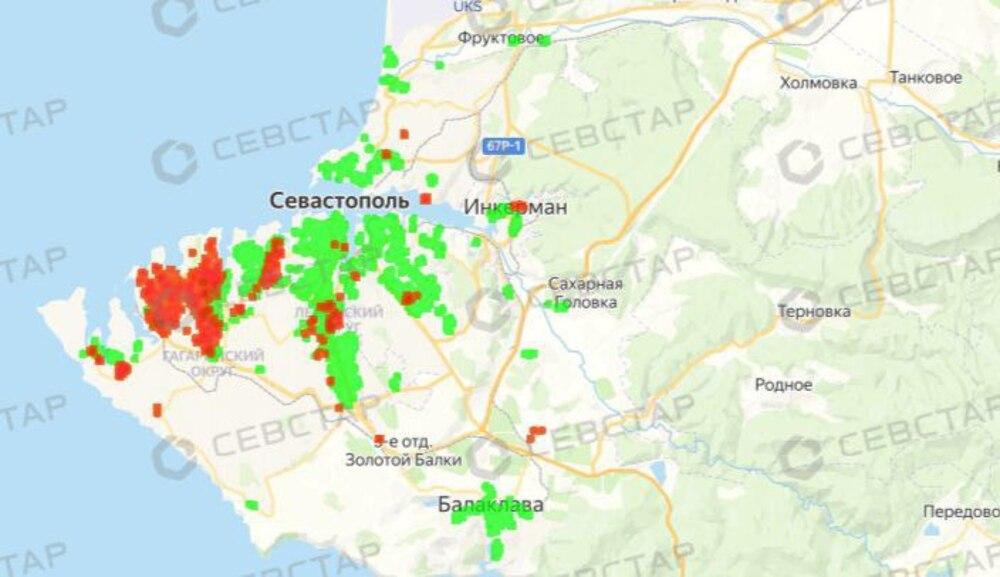 Карта света - Севастополь в центре внимания сегодня / скриншот с t.me/Crimeanwind Карта света - Севастополь в центре внимания сегодня / скриншот с t.me/Crimeanwind