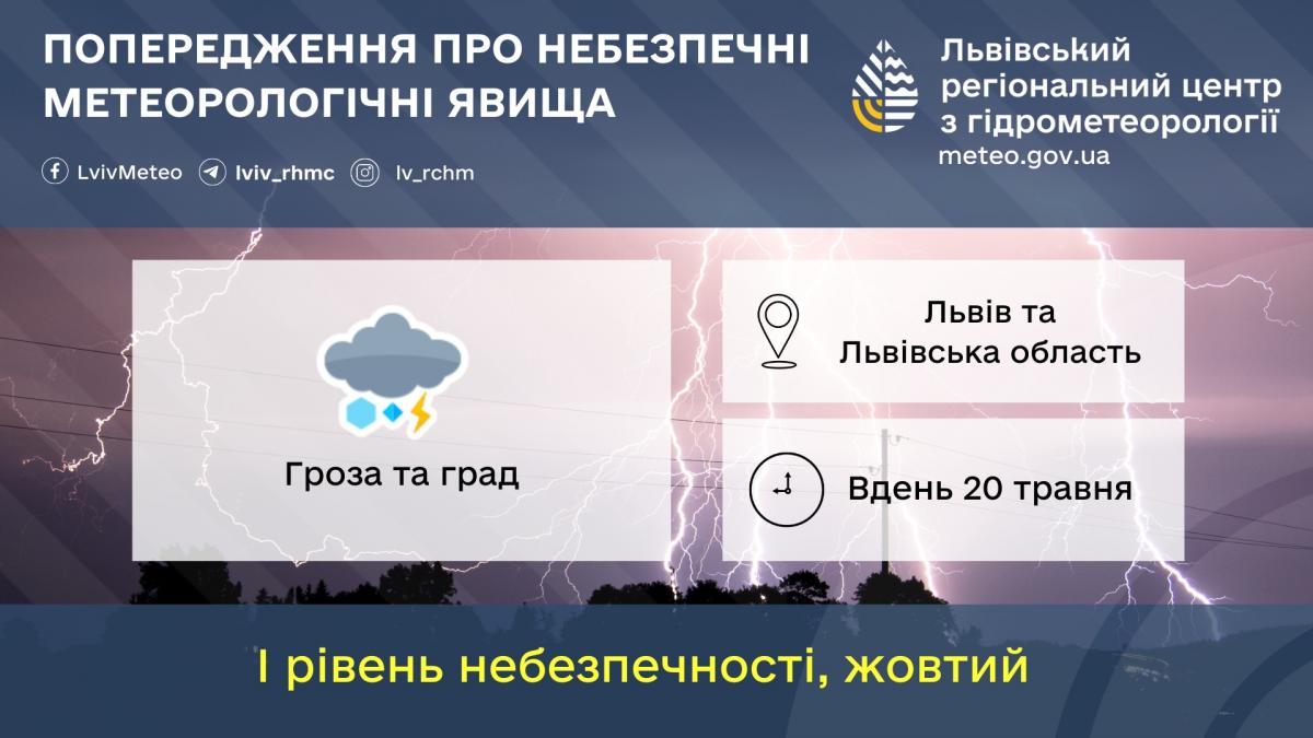 На Львівщині 20 травня будуть грози та град / фото Львівський регіональний центр з гідрометеорології На Львівщині 20 травня будуть грози та град / фото Львівський регіональний центр з гідрометеорології