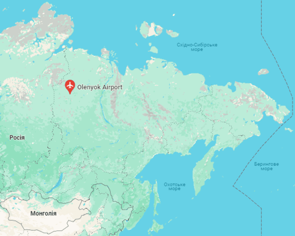 Аеропорт "Оленья" на карті РФ / скріншот Аеропорт "Оленья" на карті РФ / скріншот