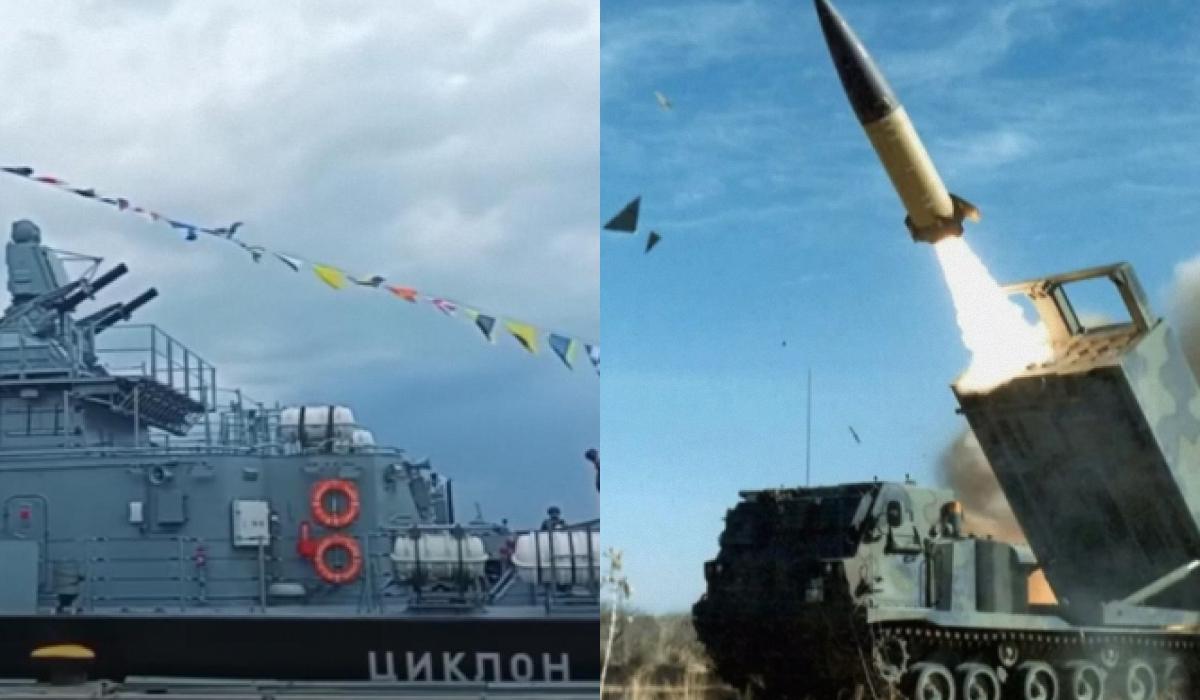 Российский малый ракетный корабль «Циклон» затонул после удара ATACMS / коллаж УНИАН, скриншоты Российский малый ракетный корабль «Циклон» затонул после удара ATACMS / коллаж УНИАН, скриншоты