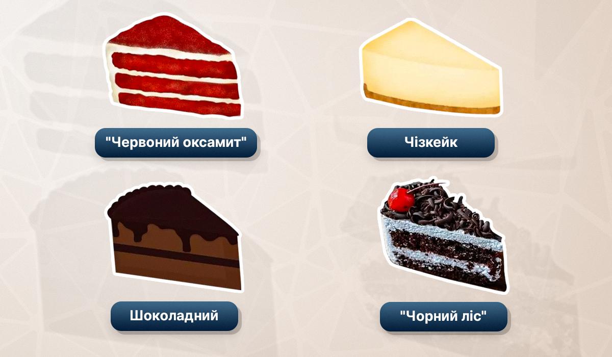 Тест на особистість за улюбленим тортом / колаж УНІАН Тест на особистість за улюбленим тортом / колаж УНІАН