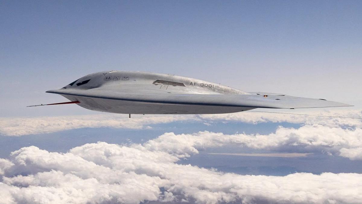 Стратегічний бомбардувальник США B-21 Raider сфотографували під час польоту/ фото Northrop Grumman Стратегічний бомбардувальник США B-21 Raider сфотографували під час польоту/ фото Northrop Grumman