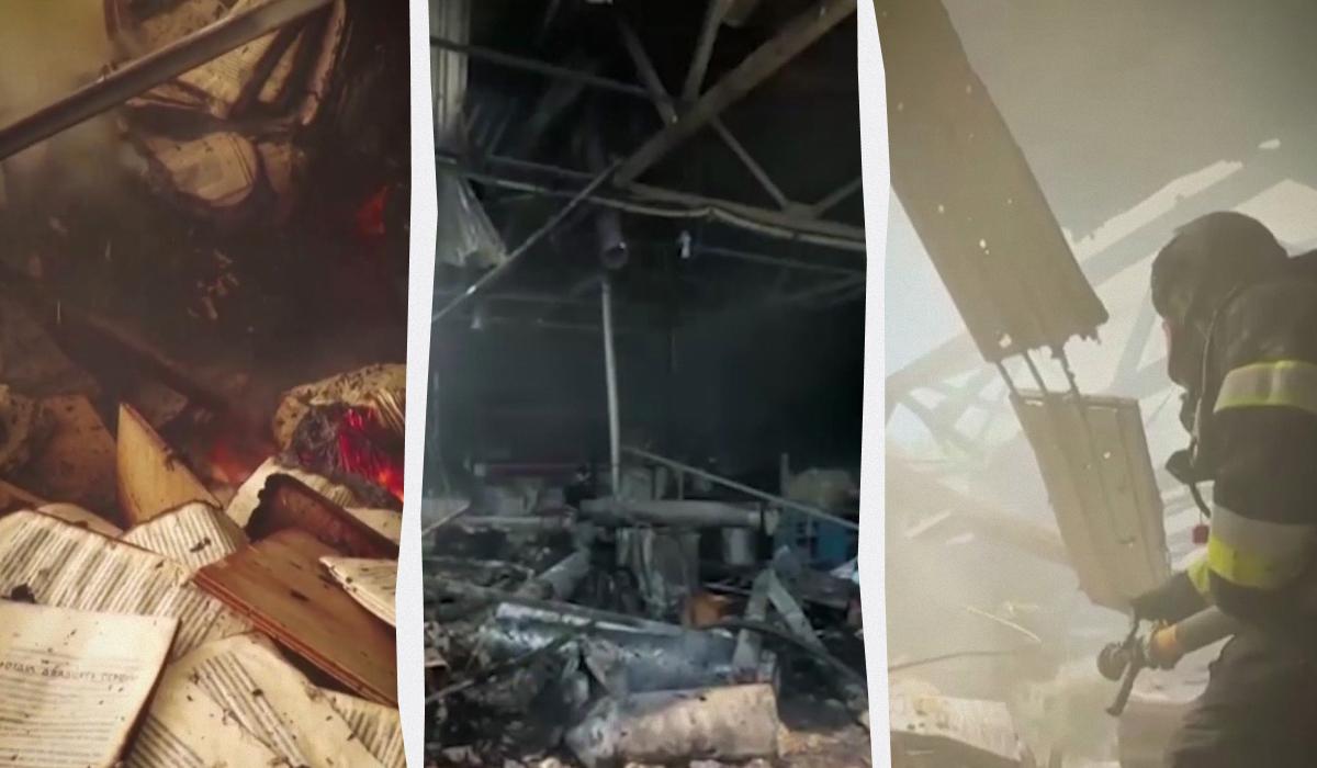 Зеленський показав світовій спільноті наслідки осбтрілів росіянами Харкова / колаж УНІАН, скріншоти з відео