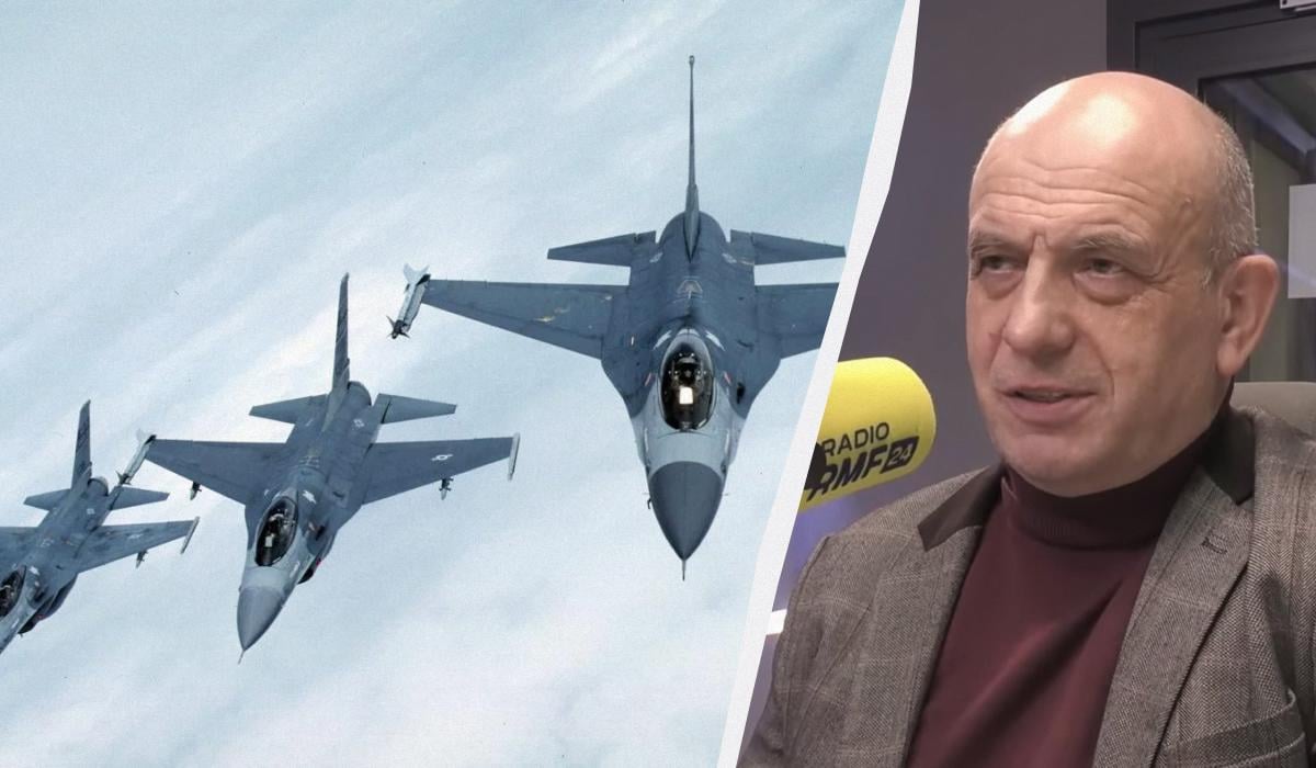 Томаш Древняк говорит, что F-16 эффективнее в группе / коллаж УНИАН, фото Getty Images, кадр из видео Томаш Древняк говорит, что F-16 эффективнее в группе / коллаж УНИАН, фото Getty Images, кадр из видео