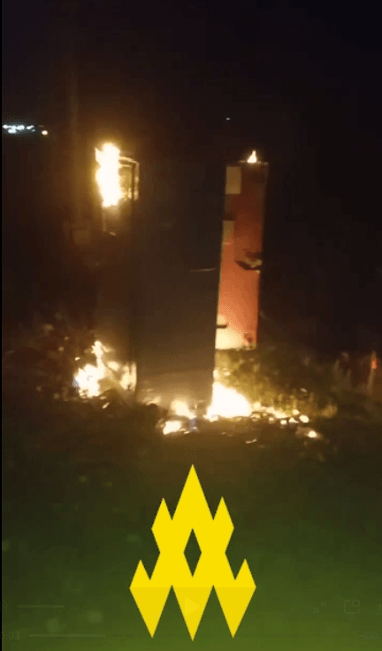 Було знищено релейну шафу на залізниці в Ярославлі/ скріншот з відео АТЕШ Було знищено релейну шафу на залізниці в Ярославлі/ скріншот з відео АТЕШ