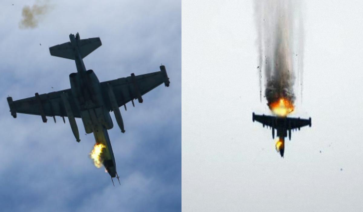 Бійці 110-ї ОМБр знищили черговий російський Су-25 / колаж УНІАН, фото Міноборони РФ, armyinform Бійці 110-ї ОМБр знищили черговий російський Су-25 / колаж УНІАН, фото Міноборони РФ, armyinform