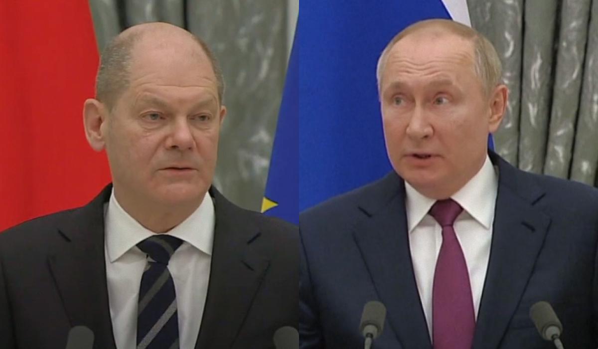 Шольц розповів про слова Путіна напередодні повномасштабного вторгнення РФ в Україну / Колаж УНІАН, скріншоти Шольц розповів про слова Путіна напередодні повномасштабного вторгнення РФ в Україну / Колаж УНІАН, скріншоти