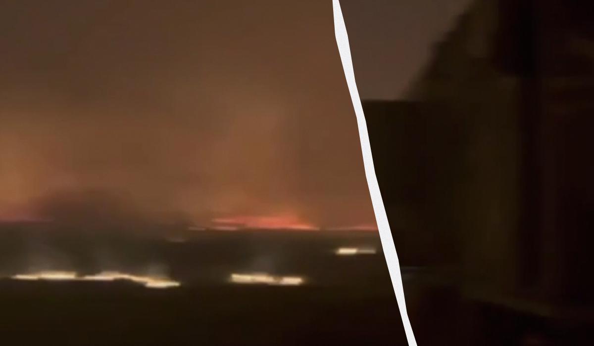 Пожежа в Луганську / Колаж УНІАН / Скриншоти Пожежа в Луганську / Колаж УНІАН / Скриншоти