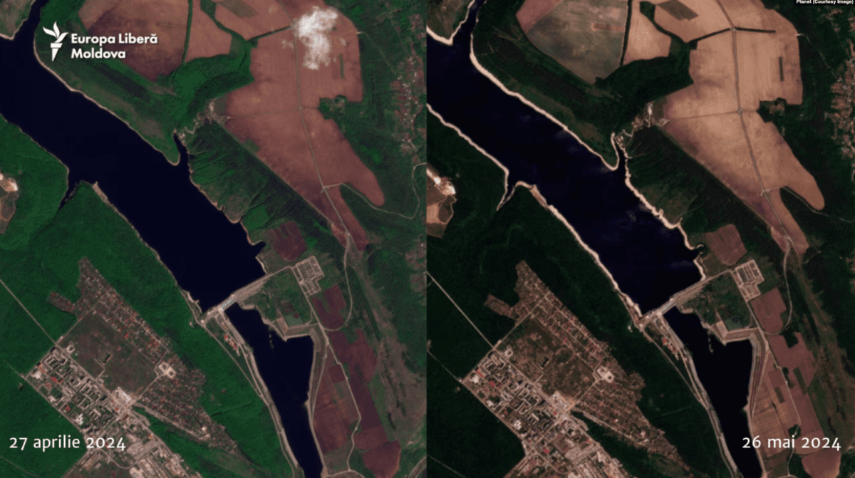 Супутникові знімки річки Дністер в районі Дністровської ГЕС у Чернівецькій області / фото Радіо Свобода Супутникові знімки річки Дністер в районі Дністровської ГЕС у Чернівецькій області / фото Радіо Свобода