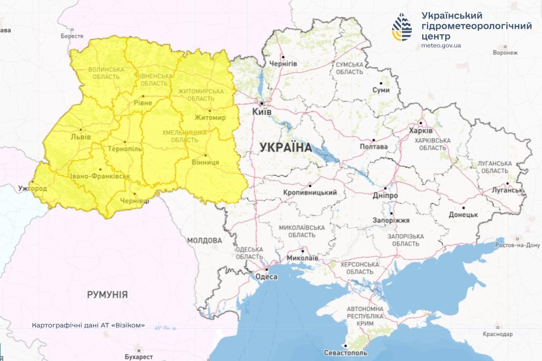 Синоптики попередили про погодну небезпеку/ карта Укргідрометцентру