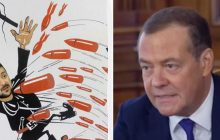 Апогей безумия: Медведев "убил" Зеленского агитационным плакатом (фото)