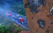 В Китае произошел обвал дороги: машины провалились в пропасть, есть погибшие (видео)
