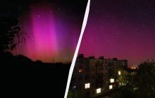 В Украине заметили редкое розовое полярное сияние (фото)