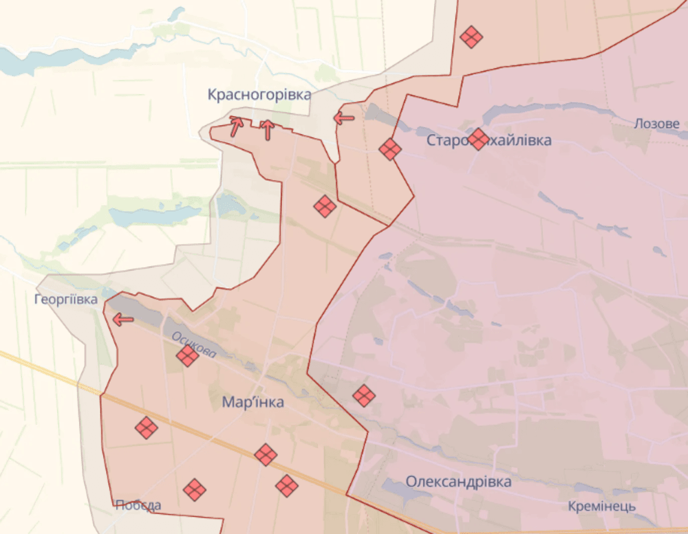 Свіжа карта бойових дій / скріншот з deepstatemap.live Свіжа карта бойових дій / скріншот з deepstatemap.live