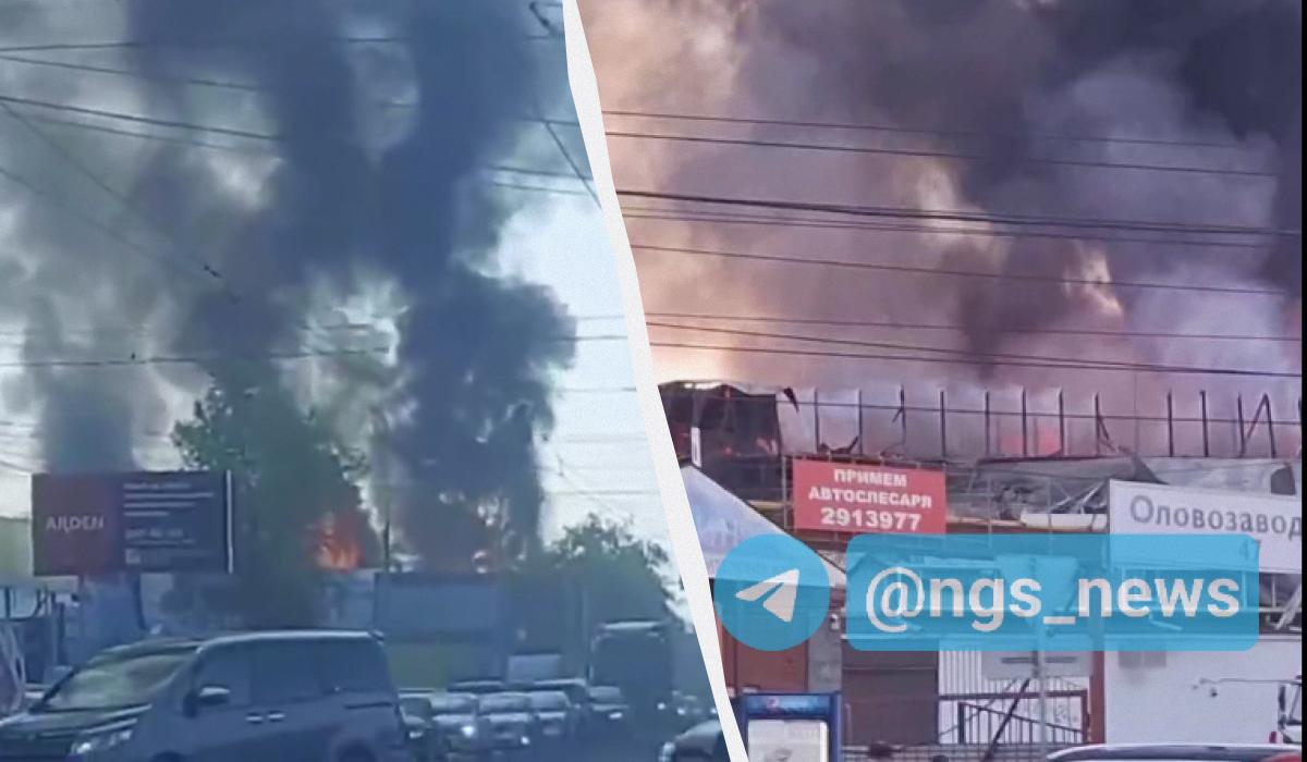 В Новосибирске произошел пожар на складе с ГСМ / Коллаж УНИАН, скриншоты из видео В Новосибирске произошел пожар на складе с ГСМ / Коллаж УНИАН, скриншоты из видео