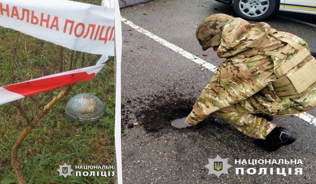 Поліцейські дійсно виявили на території області фрагменти небезпечних касетних суббоєприпасів / колаж УНІАН, фото Нацполіція Поліцейські дійсно виявили на території області фрагменти небезпечних касетних суббоєприпасів / колаж УНІАН, фото Нацполіція