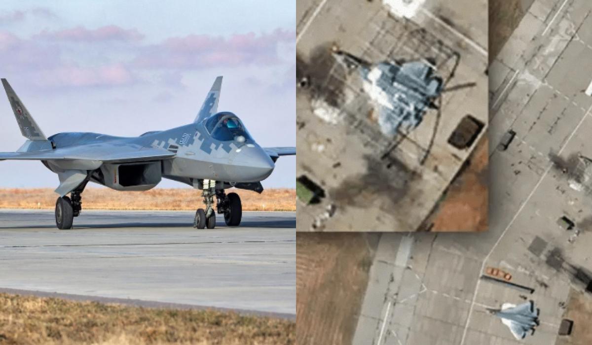 Украина атаковала российскую авиабазу Ахтубинск с истребителями Су-57 / коллаж УНИАН, фото Минобороны РФ, The War Zone Украина атаковала российскую авиабазу Ахтубинск с истребителями Су-57 / коллаж УНИАН, фото Минобороны РФ, The War Zone