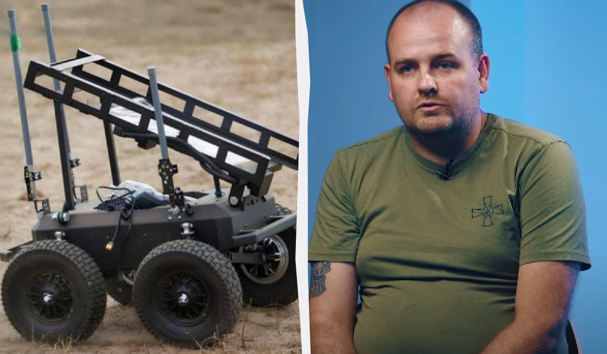 Тарас Остапчук розповів про особливості українських роботів Ratel / колаж УНІАН з фото Ratel та скріншоту Тарас Остапчук розповів про особливості українських роботів Ratel / колаж УНІАН з фото Ratel та скріншоту