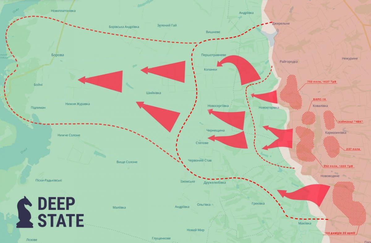 Россияне собирают силы для наступления на Боровую/ Карта DeepState