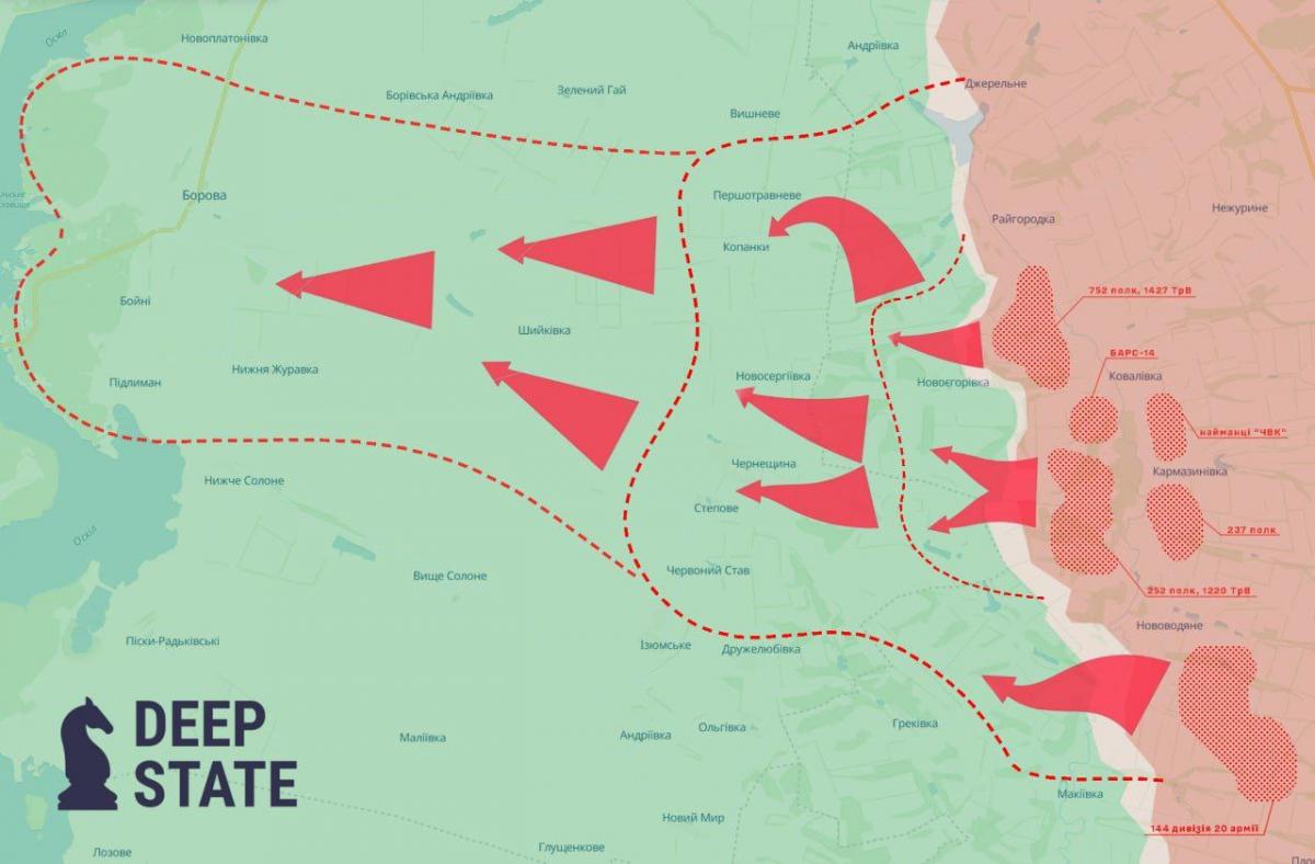 Росіяни збирають сили для наступу на Борову/ Карта DeepState