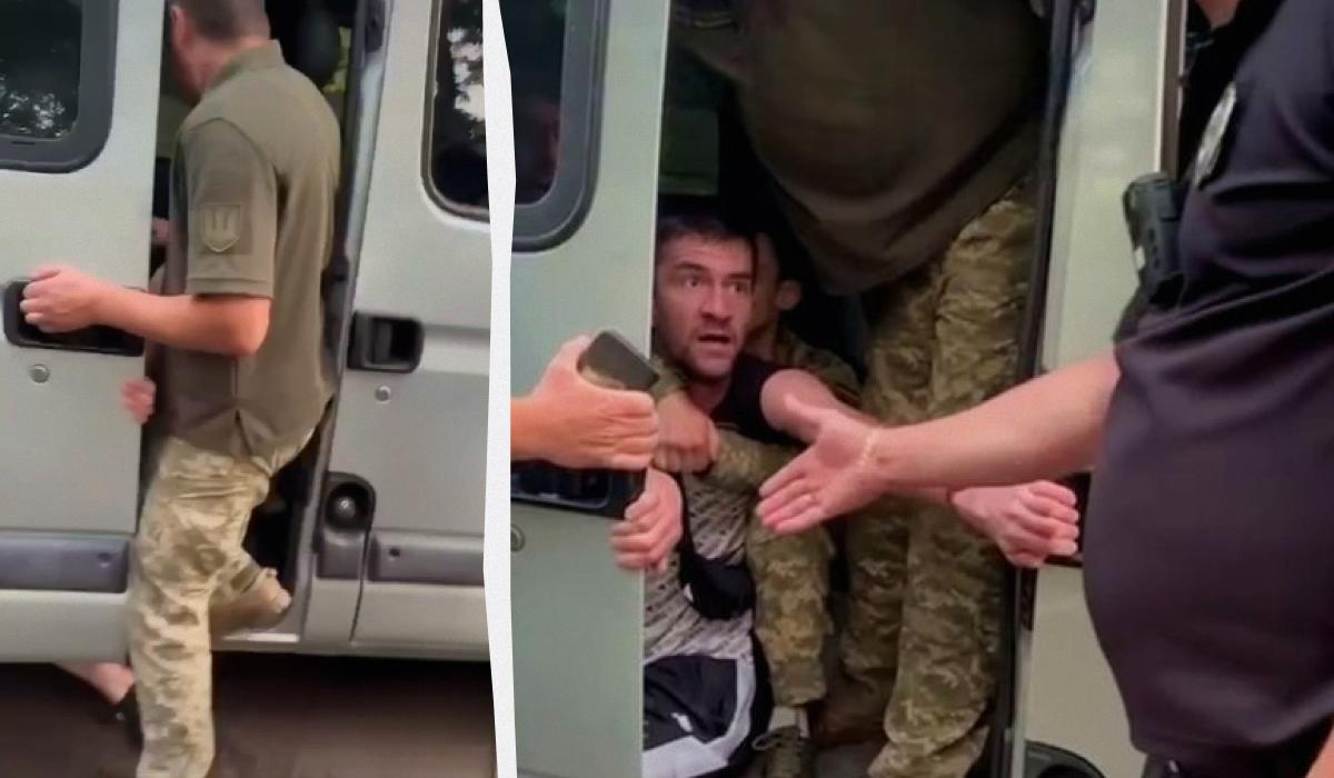 У ТЦК пояснили, що чоловіка запросили у салон автівки, аби виписати повістку / колаж УНІАН, скріншоти з відео У ТЦК пояснили, що чоловіка запросили у салон автівки, аби виписати повістку / колаж УНІАН, скріншоти з відео