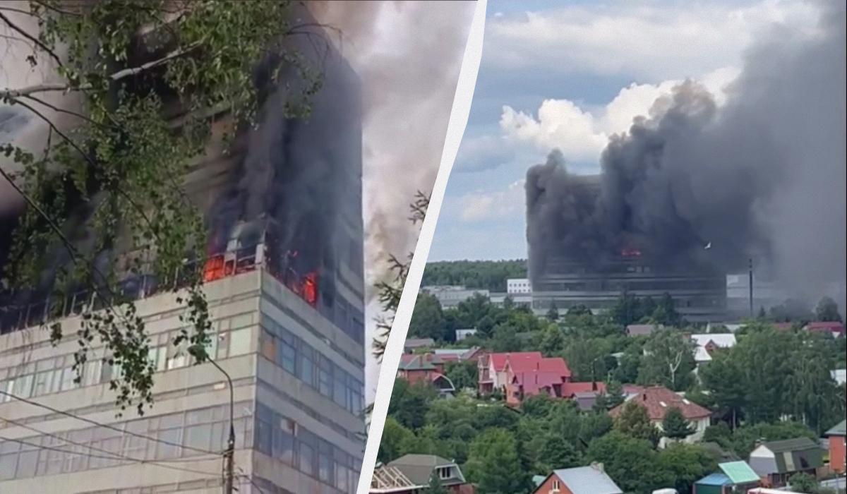 Під час пожежі вигоріло кілька поверхів / колаж УНІАН, кадри з відео Під час пожежі вигоріло кілька поверхів / колаж УНІАН, кадри з відео
