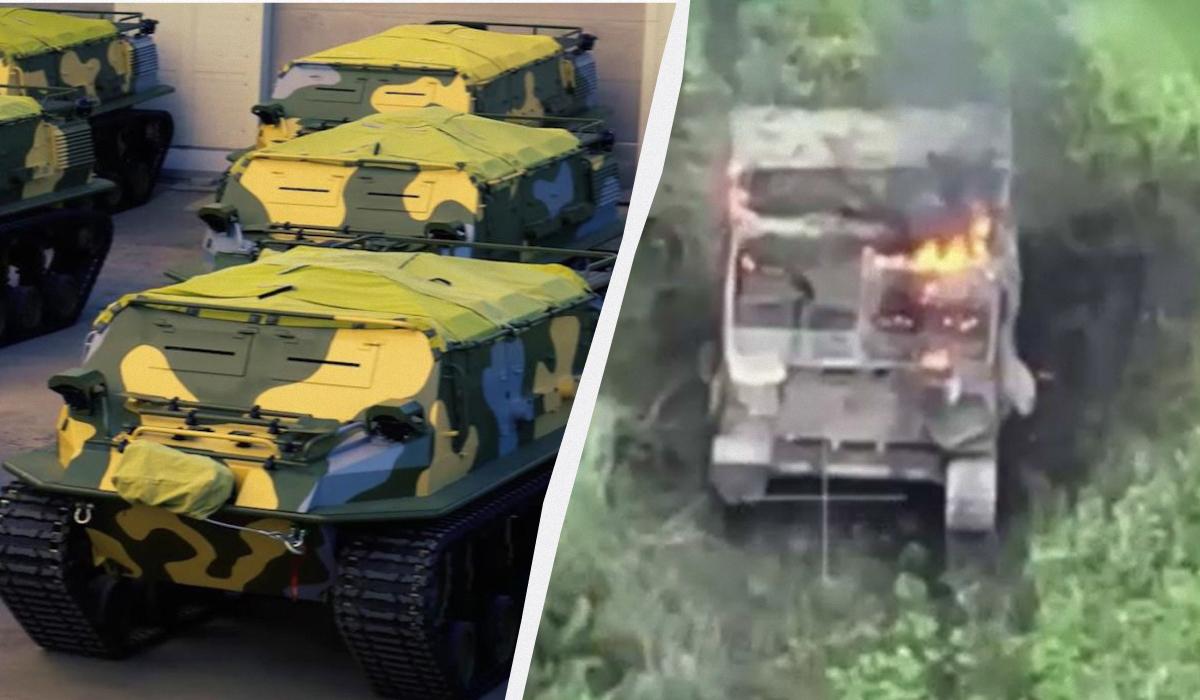 Танкетка "Пластун" з'явилася в армії РФ тільки восени / колаж УНІАН, кадри з відео Танкетка "Пластун" з'явилася в армії РФ тільки восени / колаж УНІАН, кадри з відео