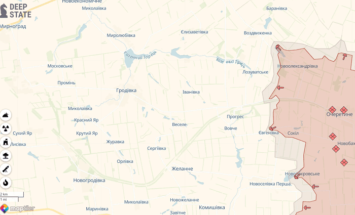 Росіяни просунулися на Донеччині в районі трьох населених пунктів, - DeepState (карта) Росіяни просунулися на Донеччині в районі трьох населених пунктів, - DeepState (карта)