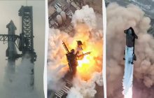 Запуск Starship: SpaceX впервые успешно приводнила ускоритель сверхмощной ракеты (видео)