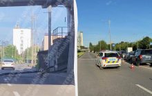 У Києві обвалилася частина Повітрофлотського мосту: довелося перекривати рух (відео)