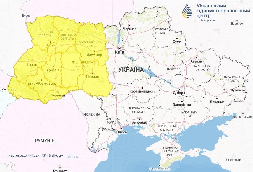 У десяти областях України 2 липня очікується погіршення погоди / фото Укргідрометцентр У десяти областях України 2 липня очікується погіршення погоди / фото Укргідрометцентр