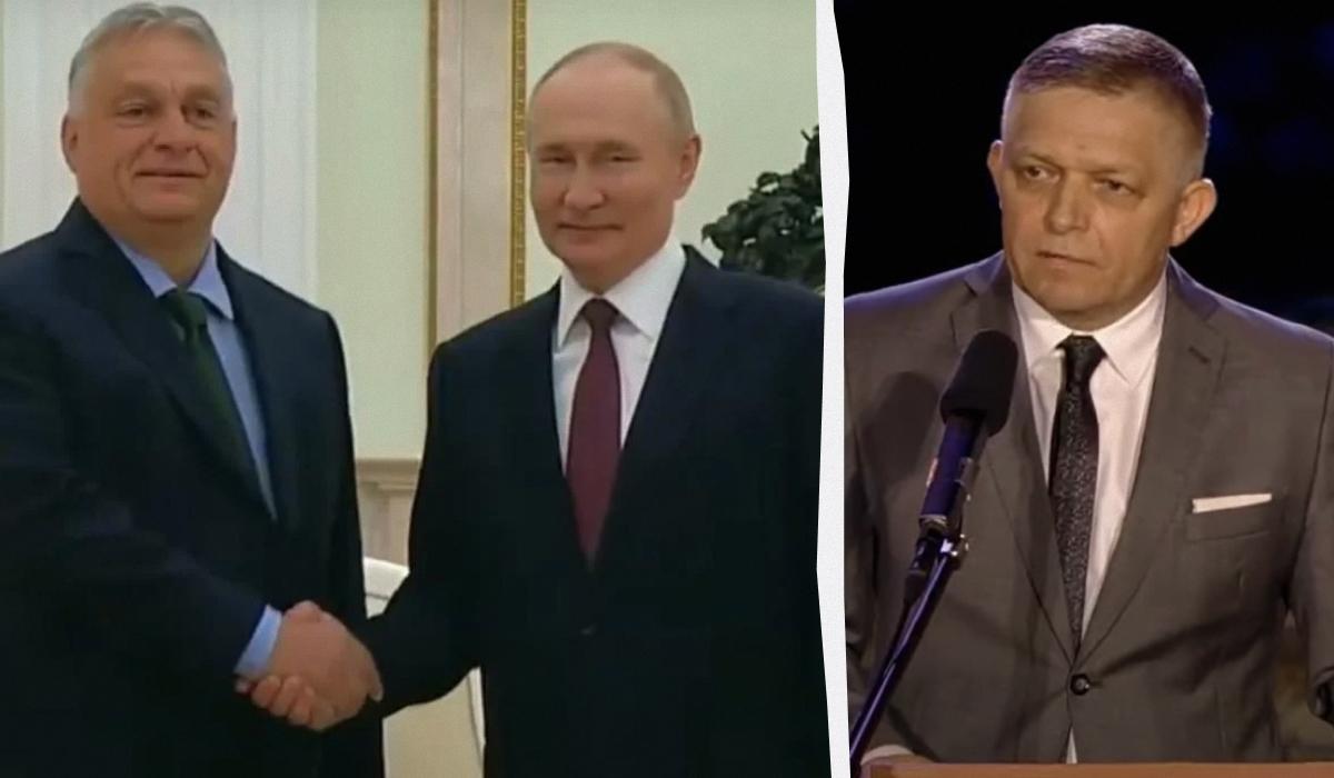 Фицо похвалил Орбана за визит в Россию / Коллаж УНИАН, скриншоты Фицо похвалил Орбана за визит в Россию / Коллаж УНИАН, скриншоты