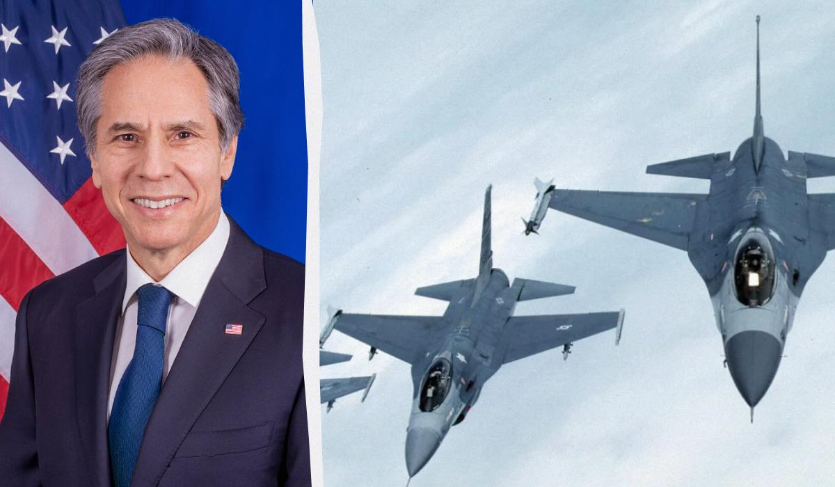Блинкен уверяет, что F-16 уже этим летом будут летать в небе Украины / Коллаж УНИАН, фото Википедия, фото Getty Images Блинкен уверяет, что F-16 уже этим летом будут летать в небе Украины / Коллаж УНИАН, фото Википедия, фото Getty Images