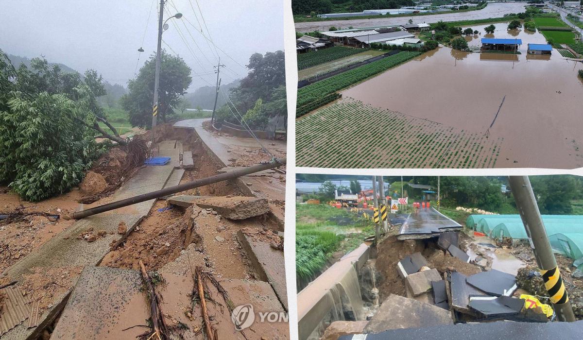 Южная Корея пострадала от рекордных дождей / коллаж УНИАН, фото Yonhap News Agency Южная Корея пострадала от рекордных дождей / коллаж УНИАН, фото Yonhap News Agency