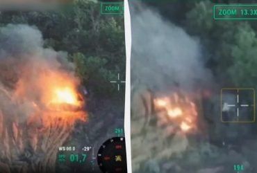 Ліз на позиції: ЗСУ ефектно знищили дроном російський танк (відео)