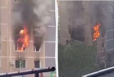 У російському Ульяновську після вибуху горить багатоповерхівка (фото, відео)