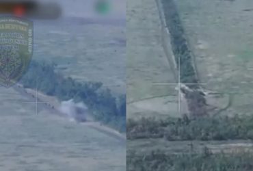 Появилось видео ударов по огромной колонне войск России