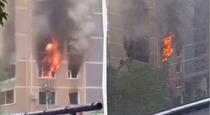 У російському Ульяновську після вибуху горить багатоповерхівка (фото, відео)