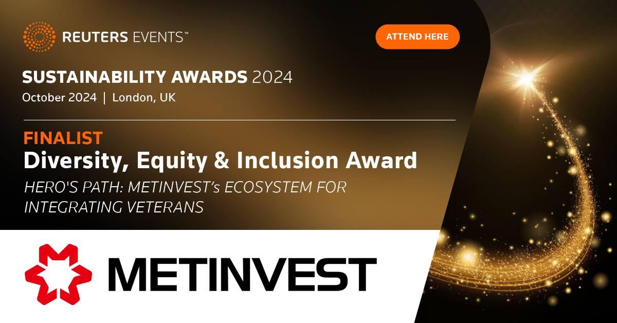 Sustainability Awards 2024: Метинвест попал в финалисты Reuters за программу реинтеграции ветеранов Sustainability Awards 2024: Метинвест попал в финалисты Reuters за программу реинтеграции ветеранов
