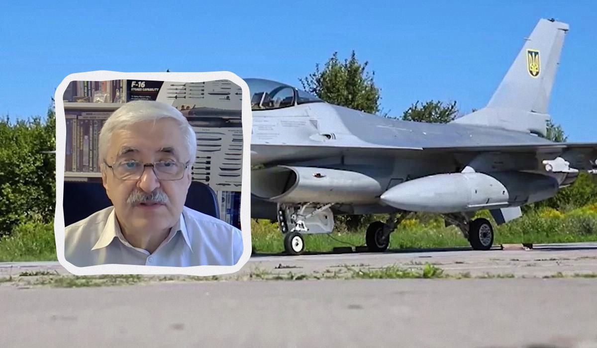 Українським F-16 треба часто міняти аеродроми, вважає Валерій Романенко / колаж УНІАН, кадри з відео