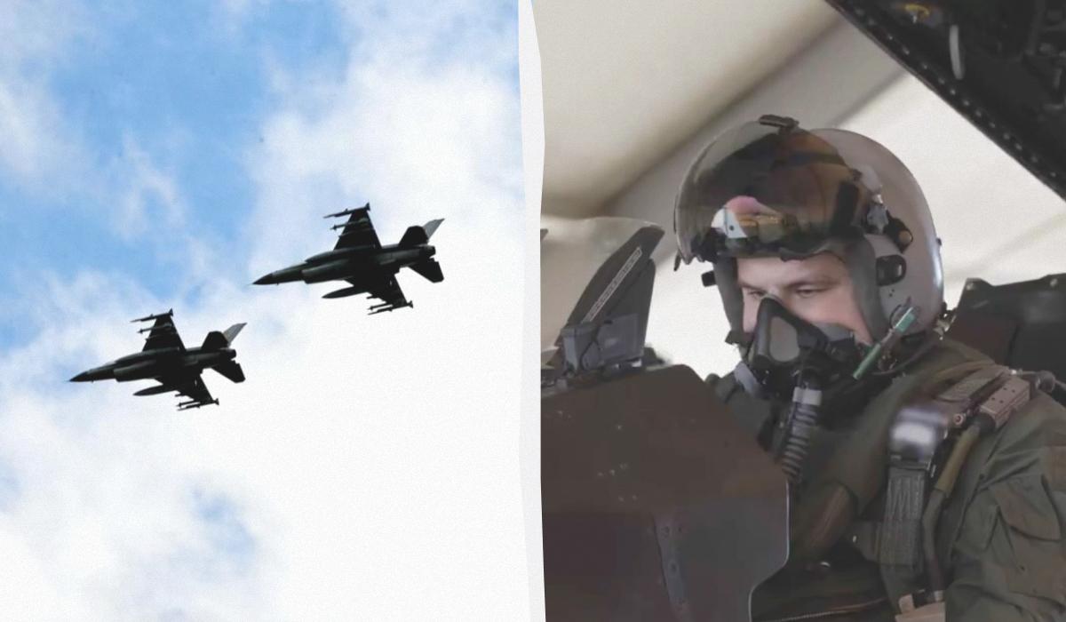 У НАТО показали підготовку українських військових на винищувачах F-16 / колаж УНІАН, фото Zelenskiy Official, кадр з відео У НАТО показали підготовку українських військових на винищувачах F-16 / колаж УНІАН, фото Zelenskiy Official, кадр з відео