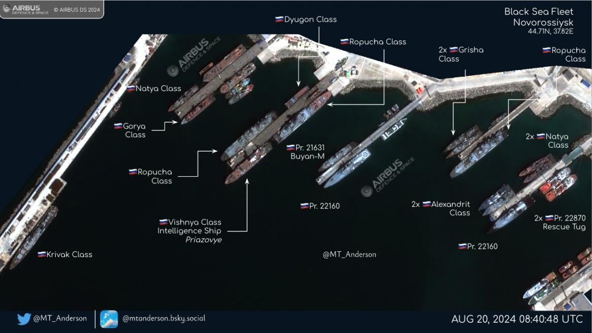 Расположение российских кораблей / источник MT Anderson Расположение российских кораблей / источник MT Anderson