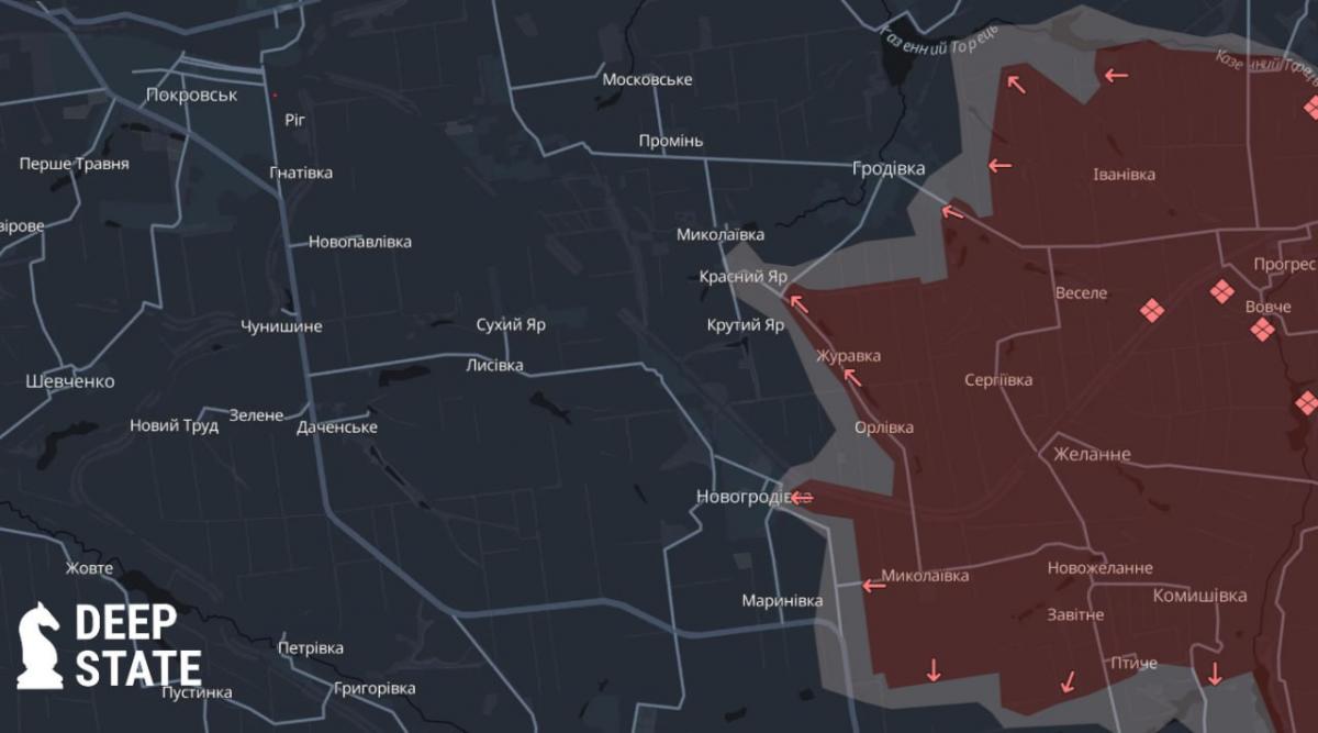 В районе Покровска очень сложная ситуация / Карта DeepState В районе Покровска очень сложная ситуация / Карта DeepState
