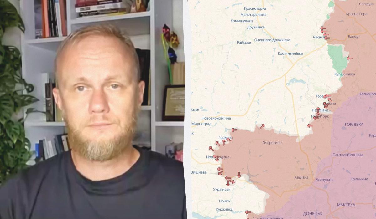 Нарожный объяснил, почему россияне давят на Покровском направлении / коллаж УНИАН, фото DeepState, скриншот Нарожный объяснил, почему россияне давят на Покровском направлении / коллаж УНИАН, фото DeepState, скриншот