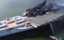Почти дотла выгорел: в Китае вспыхнул бывший советский авианосец "Минск"