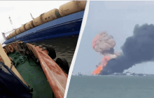 В порту "Кавказ" атакували пором з 30 цистернами палива: він затонув (відео)