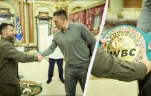 "Я еще один завоюю": Усик подарил Зеленскому свой пояс чемпиона мира (видео)