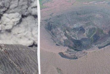 Альпинисты чудом избежали смерти во время извержения вулкана (видео)